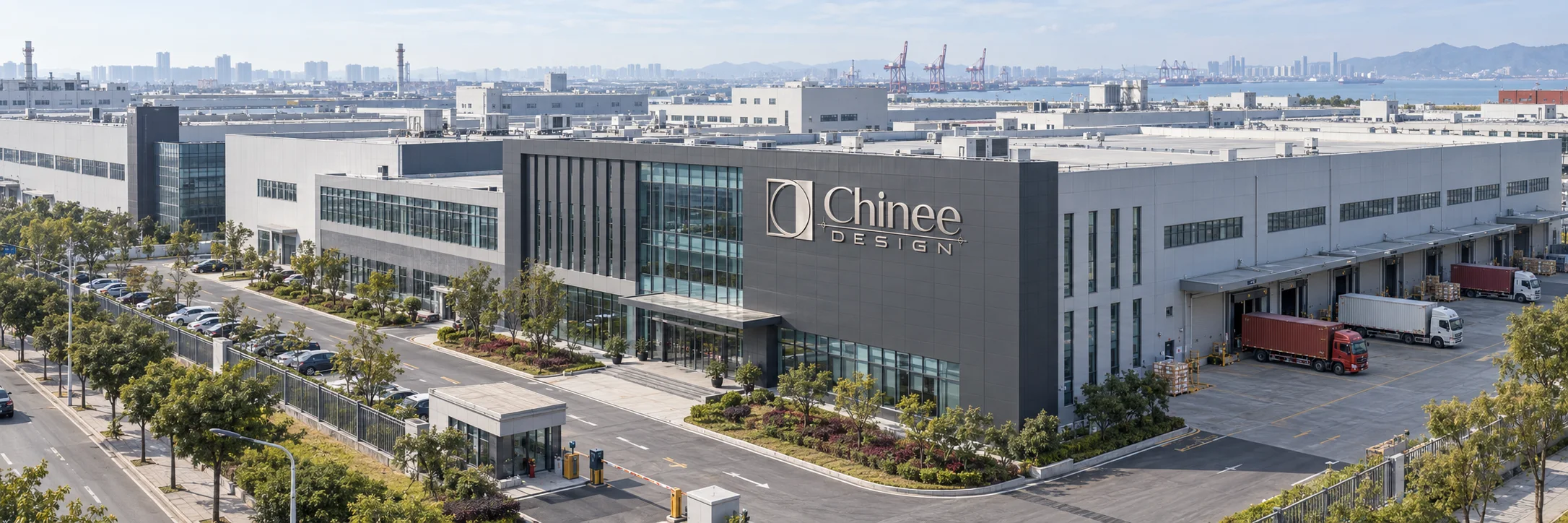 Aerial view of the Chinee Design printing and packaging production campus