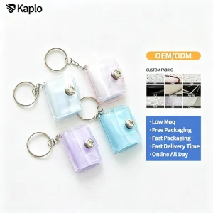 1-Inch/2-Inch Glitter Clear PVC Mini Photocard Photo Album Keychain, K-Pop ID Card Holder & Storage Case