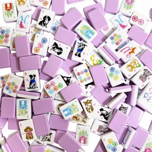 1.42 Inch Luxury Eco-Friendly Pink Purple Double-Layer Acrylic American Mahjong Cats Dogs Pet Theme Laser Engraved UV Tiles