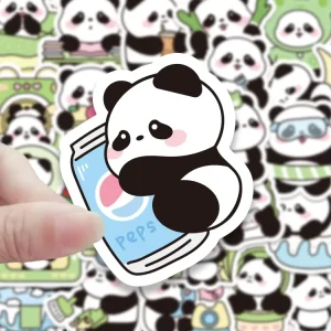 100Pcs Self adhesive Cute Panda Stickers Set Cartoon Creative Decals Bulk DIY Decor Journal Notebook Laptop Planner Scrapbook