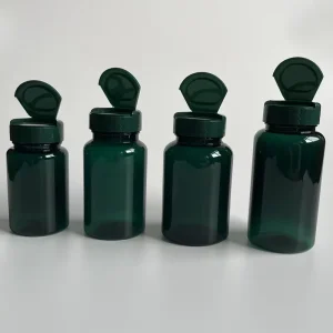100cc 120cc 150cc 200CC PET Dark Green Capsules Tablets Bottles Vitamin Bottle Plastic Pill Capsule Bottles With Flip Top Cap
