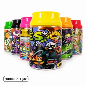 100ml Custom Logo PET Soda Can Jar Food Grade Reusable Screw Top Candy and Food Storage Container