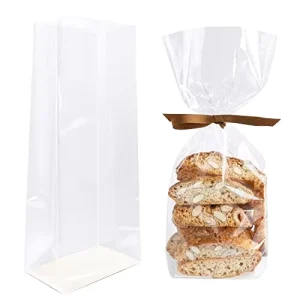 100pcs Gusseted BOPP Flat Bottom Square Bottom Moisture-Proof Cellophane Packaging for Bread Snack Food Candy 1 Pack Insert Stock