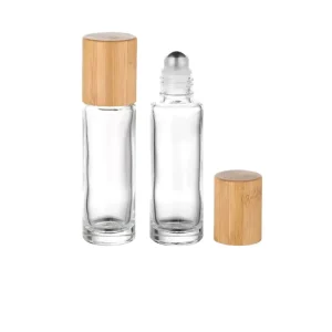 10Ml 12Ml Small Portable Empty Glass Vials with Bamboo Lids Diy Cosmetics Perfume Essential Oils Roller Bottle