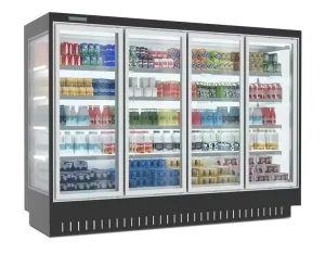 12ft Remote Closed Glass Door 4 Layers Multideck Chiller Supermarket Refrigerator for Drink Yogurt Bottle Milk Beer