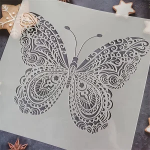 12×12 Inch Mandala Butterfly Stencil Reusable Painting Template for Wall Wood Floor Furniture Fabric DIY Home Decor