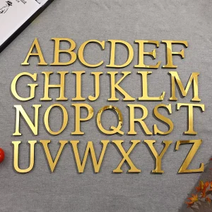 15CM 3D Golden Self-Adhesive English Acrylic Alphabet Letter Stickers for Home Decoration