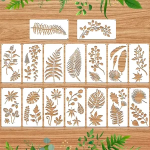 16 Pcs Leaf Stencil Tropical Leaves 42 Patterns Palm Fern Turtle Plant Wall Template for Painting
