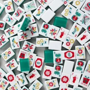 160 Tiles Christmas Holiday American Mahjong Set Xmas Stocking Reindeer Design Christmas Themed Mahjong Tiles Holiday Party Gift
