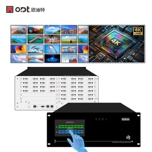 16×24 Video Matrix Switcher 4K Seamless HD.MI Modular Matrix Switcher, Built-in 7 Inch Touch Screen for Command Center AV System