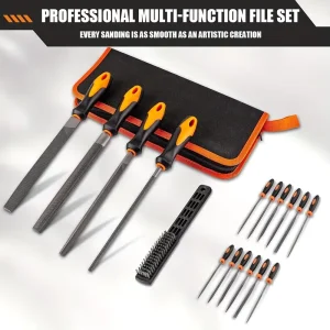 17PCS Metal File Set Hemicycle Angle Round Flat and Needle Files for Plastic and Wood