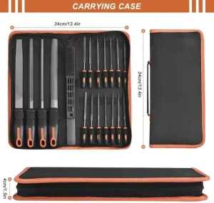 17pcs T12 Drop Forged Alloy Steel File Tool Set 4 Large Files 12pcs Needle Files 1 Brush DIY Carry Case