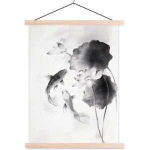 18 Inch Light Wood Magnetic Hanging Poster Teak Photo Art Canvas Print Wall Hanging for Home Decor Feature Magnetic Design