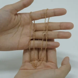 18K Gold AU750 Hollow Polo Chain Beaded Circle Link Necklace Multi Size Customizable Dainty Clavicle Chain for Women