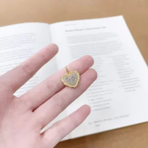 18K Gold Lab Grown Diamond Pendant Heart Vintage Gold Plated Full Diamond Dainty Fashion Chains Fine Jewelry Necklaces for Women