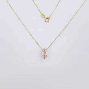 18K Gold Lab Grown Pink Diamond Pendant Necklace Marquise Cut
