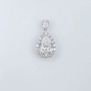 18K White Gold Lab Grown Diamond Pear Pendant Necklace for Women Diamond Chain Lab Diamond Jewelry