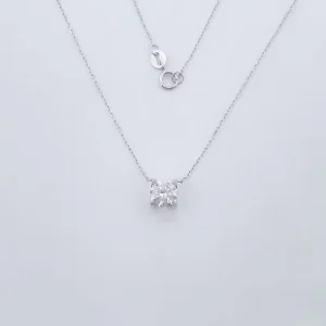 18K White Gold Lab Grown Diamond Pendant Necklace Women Solitaire Dangle Round 4 Prong Adjustable Oxhead Fashion Chain Necklaces