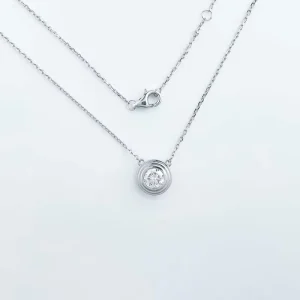 18K White Gold Lab Grown Diamond Pendant Necklace for Women Saucer Fine Jewelry Dainty Diamond Pendant