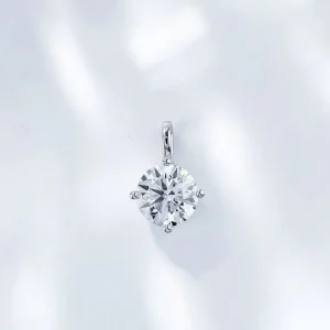 18K White Gold Lab Grown Diamond Pendant Princess Round Cut