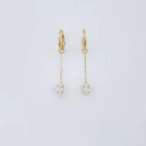 18K Yellow Gold Lab Grown Diamond Earrings Ear Cuff Drop Minimalist Earrings Stud Hoop Dangle Moissanite