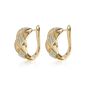 18K Yellow Gold Lab Grown Diamond Earrings Hoops Ear Cuffs Fashion Drop Earrings Clip on Earrings Diamond Earrings Fine Earrings