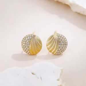 18K Yellow Gold Lab Grown Diamond Earrings Stud Round Vintage Earrings Ear Cuff Drop Hoop Dangle Clip Huggie