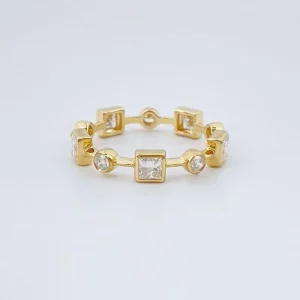 18K Yellow Gold Minimalist Slim Lab Created Diamond Women Jewellery Chinese Jewelry Chunky Jewelry Ring Fashion Rings