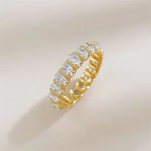 18K Yellow Gold Vintage Oval Diamond Lab Created Diamond Engagement Rings for Women Lab Diamond Jewelry Tennis Bracelet Toe Ring
