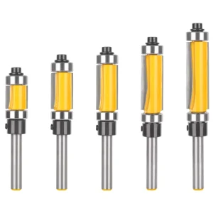 1PC 1 4 Shank Double Bearing Flush Trim Router Bit Tungsten Carbide Top Bottom Bearing Woodworking Milling Cutter Tool