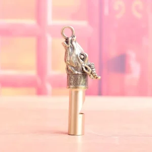 1pc Brass Bullhead Whistle Outdoor Survival Distress Signal Keychain Pendant Figurine