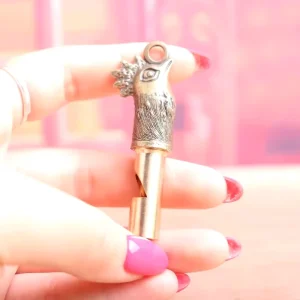 1pc Electroplated Brass Chicken Whistle with Zodiac Symbol Retro Car Keychain Pendant for Art Decor Gift Holiday