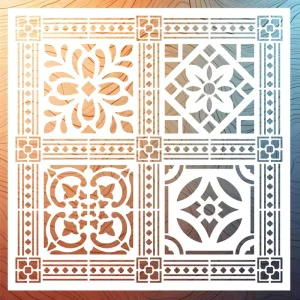 1pcs 60x60cm Reusable Geometric Tile Stencils Large Floor Stencil for Painting Patio Cement Bathroom Floor Furniture and More