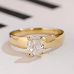2 Carat Oval Cut Custom Solitaire Lab Grown Diamond Engagement Ring 10K 14K 18K Solid Yellow Gold IGI Certified CVD HPHT VVS