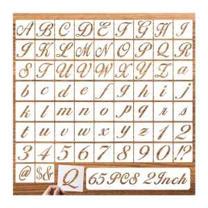2 Inch Alphabet Drawing Templates With Calligraphy Large Font and Cursive Letters Numbers Symbol Stencils