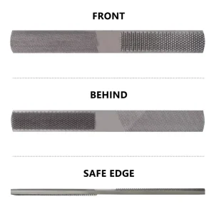 2 Pcs DIY Industrial Grade Multi Function 4 in 1 File Set High Carbon Steel Square Files 4 Way Wood Rasp Flat Half Sharps Bright