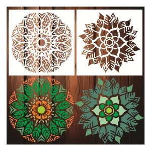 2-Piece 12-Inch Reusable Large Mandala Stencils for Painting Walls, Wood, Floors, and Furniture