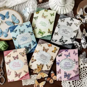 20 Stickers Per Pack Butterfly Fabric Book Series Vintage Journaling DIY Decorative Stickers