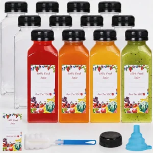 200ml Plastic Bottle for Juice Plastic Juice Bottles Reusable Juice Containers with Lids for Juicing Smoothie Drinking
