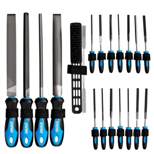 21 Piece Metal Wood Plastic File Set Includes Large Half Round Triangular Flat Files Wire Brush Rasp Storage Files