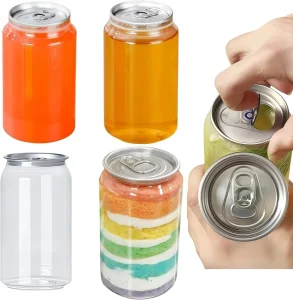 250 mL Disposable Transparent PET Juice Beverage Can Bottle with Easy-Open Aluminum Lid