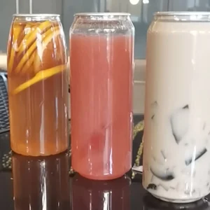250ml 330ml 500ml 650ml Transparent PET Plastic Bottles Cans for Coffee Soda Beer Energy Drinks with Screen Printing