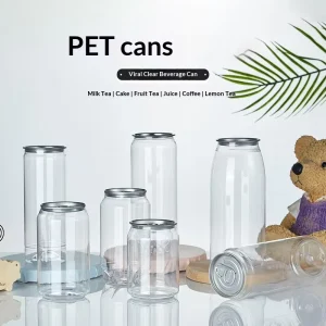 250ml 330ml 500ml (8oz 11oz 16oz) PET Plastic Beverage Can Food Grade Jar with Aluminum Lid