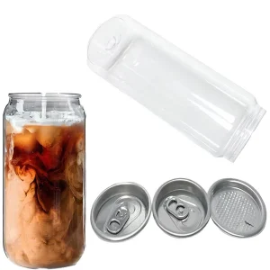 250ml 330ml 500ml Disposable Transparent PET Juice Beverage Cans & Bottles with Customizable Logo Aluminum Lid Easy to Open