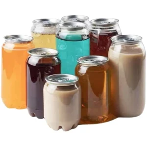 250ml 330ml Food Grade Easy Open PET Beverage Can with Silk Screen & UV Printed Custom Logo SanZhi