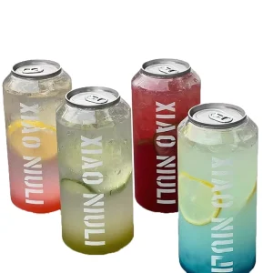 250ml 350ml 500ml PET Plastic Jar Can with Aluminium Lid for Coffee and Tea Customizable Logo for Juice Beverage Soda
