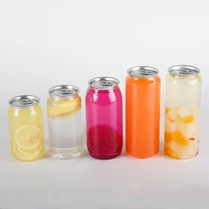 250ml PET Pop Can Bottles with Aluminum Lid Customized Transparent Soda Juice Plastic Tea Beer Coffee Cans