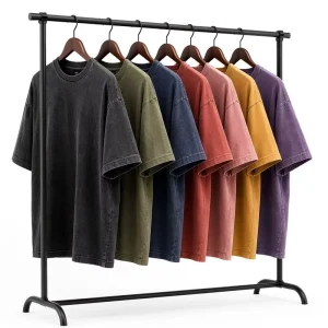 260GSM Acid Wash 100% Cotton Oversized Drop Shoulder T-Shirt Vintage Garment Dyed Distressed Washed Retro Blank Tee for Men