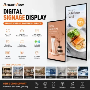 32 43 55 Inch Wall Mount Indoor Advertising LCD Screen Split Screen Display with Animation for Retail Store AD Player
