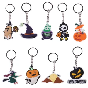 2D Happy Gelloween Key Chains PVC Rubber Cartoon Anime Custom Shape Accessories for Kids